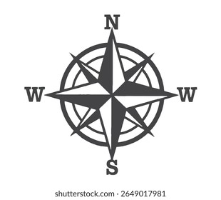 A gray compass rose illustration points in the cardinal directions, North, South, East, and West, on a white background.
