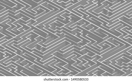 Gray complicated maze in isometric view