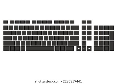 Gray Computer Keyboard with empty space for text, isolated on white background