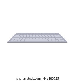 Gray computer keyboard icon in cartoon style on a white background