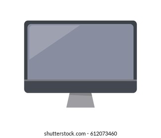 Gray computer monitor with empty screen in flat. LCD TV monitor. Isolated object on white background. Vector illustration.