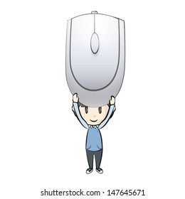 Gray computer mouse on white background. Vector design. 