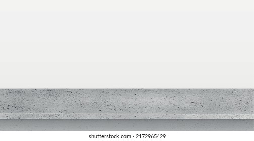 Cemento gris de piedra contrapeso sobre fondo panorámico blanco, plantilla web promocional - Ilustración vectorial
