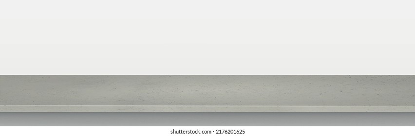 Gray concrete stone countertop on white panoramic background, promotional web template - Vector illustration