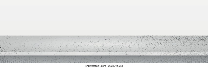 Gray concrete stone countertop on white panoramic background, promotional web template - Vector illustration