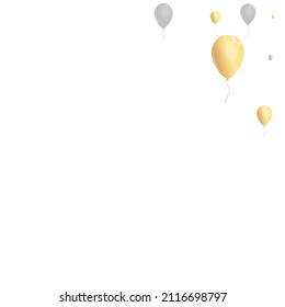 Gray Confetti Background White Vector. Surprise Glitter Frame. Silver Reflection Baloon. Toy Isolated Banner.