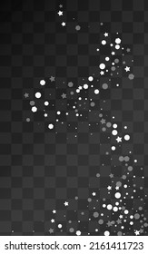 Gray Confetti Vector Transparent Background. New Snow Illustration. White Christmas Texture. Holiday Snowfall Pattern.