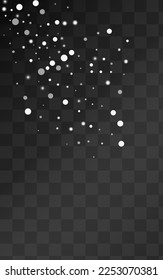 Gray Confetti Vector Transparent Background. Falling Snowfall Illustration. White Christmas Card. Xmas Snow Transparent.