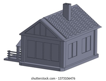 Gray construction of house in the white background