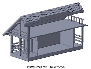 Gray construction of house in the white background