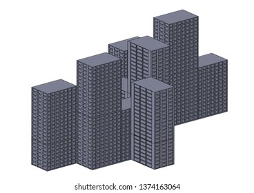 Gray construction of house in the white background