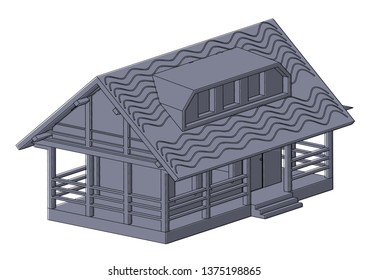 Gray construction of house in the white background