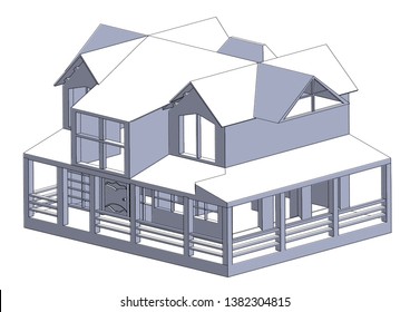 Gray construction of house in the white background