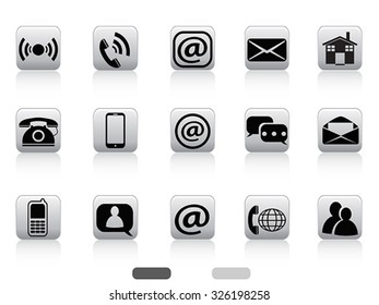 gray contact buttons icon set
