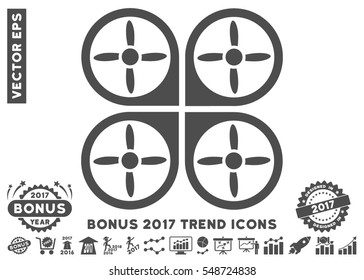 Gray Copter icon with bonus 2017 year trend design elements. Vector illustration style is flat iconic symbols, white background.