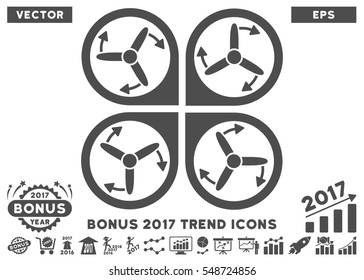 Gray Copter Screws Rotation icon with bonus 2017 year trend images. Vector illustration style is flat iconic symbols, white background.