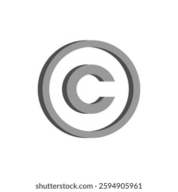 Gray copyright icon. Vector illustration.