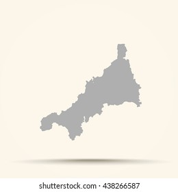 Gray Cornwall Map Illustration



