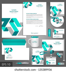 Gray corporate identity template with blue elements. Vector company style for brandbook and guideline. EPS 10