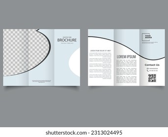 Gray corporate trifold brochure. Business Tri-Fold Brochure , editable trifold brochure template design vector
