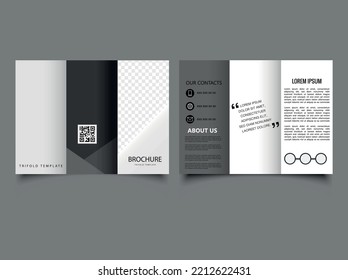 Gray corporate trifold brochure. Vector illustration. Flyer for printing. Catalog .