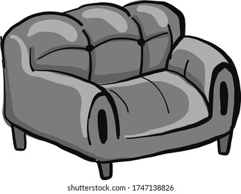 Sofá gris , ilustración, vector sobre fondo blanco