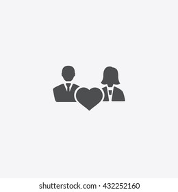 Gray couple love Icon Vector,  Businessman and Businesswoman on gray background