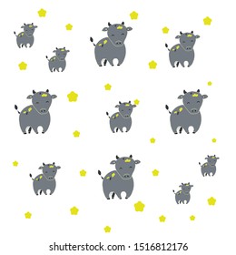 gray cow pattern modern design for baby fabric, textile, wallpaper, cover, wrapping paper, fashion .Vector