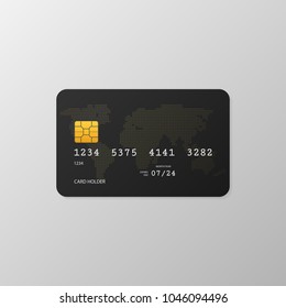 Gray Credit Card isolated. Vector illustration. Bank credit card in flat design