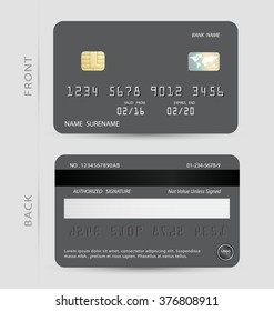 Gray credit debit card design template vector. To adapt idea for commercial business advertising information financial. illustration.