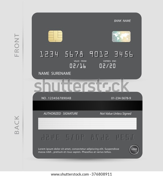 gray credit debit card design template stock vector (royalty free) 376808911 gray credit debit card