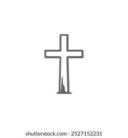 The gray cross of Jesus Christ, a symbol of salvation, freedom, Christianity icon.