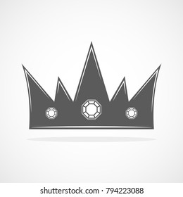 Gray crown icon. Crown silhouette isolated on white background. Vector illustration.