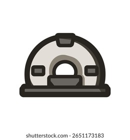 Gray ct scanner scans patients inside hospital radiology room setup