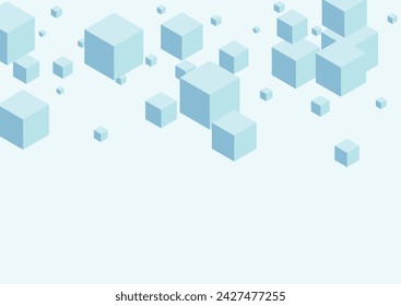 Gray Cube Background Blue Vector. Polygon Clean Illustration. White Cubic Light Template. Abstract Design. Grey Effect Box.