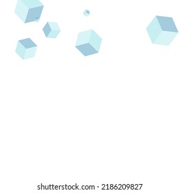 Gray Cube Background White Vector. Box Web Illustration. Sky Blue Geometric Collection Template. Poster Card. Blue-gray Blank Cubic.