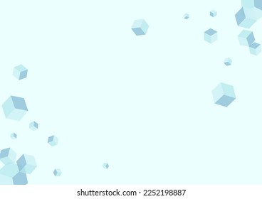 Gray Cubic Background Blue Vector. Cube Style Card. White Block Geometry Illustration. Concept Texture. Sky Blue 3d Box.