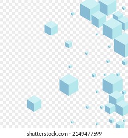 Gray Cubic Background Transparent Vector. Block Geometry Texture. Monochrome Polygon Minimal Card. Particles Design. Grey Style Cube.