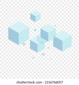 Gray Cubic Background Transparent Vector. Square Package Card. White Block Shadow Template. Shape Design. Monochrome Isometric Cube.