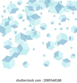 Gray Cubic Background White Vector. Geometric Explosion Illustration. White Cube Random Card. Geometry Texture. Monochrome Wallpaper Polygon.