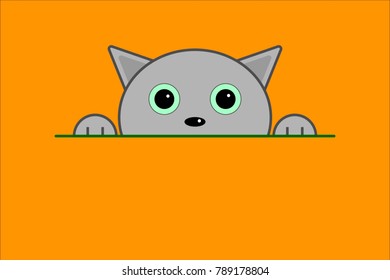 gray curious cat peeps, vector