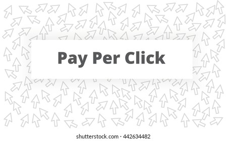 Gray Cursors on white backgroung. Pay Per Click concept - vector illustration