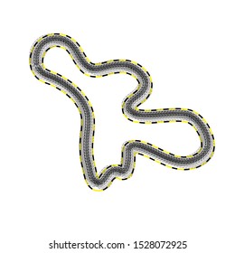 Gray custom made race track map with shadow isolated on white background