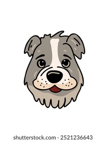 Cinza bonitinho cão de desenho animado, logotipo
ou esboço de uma loja de animais de estimação