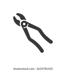 Gray cutting pliers tool icon on a White Background