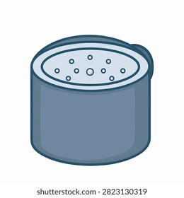 Gray cylindrical container with perforated lid and small holes