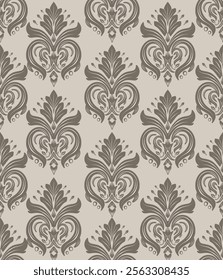 Gray Damask classic pattern with floral, vector illustration elegant for textile, decoration, interior, background, wall paper, curtain, bedding, ornamental