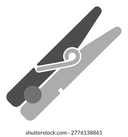 Gray and dark gray plastic clothes peg with metal spring icon