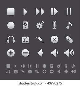 Gray Deluxe Icon Sets - Audio Equipment Buttons In Adobe Illustrator EPS 8. For Multiple Applications. See More In My Portfolio...