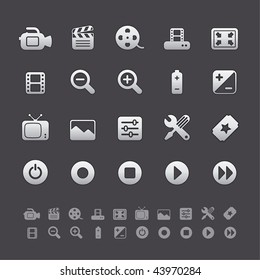 Gray Deluxe Icon Sets - Film And Video Equipment Buttons In Adobe Illustrator EPS 8. For Multiple Applications. See More In My Portfolio...